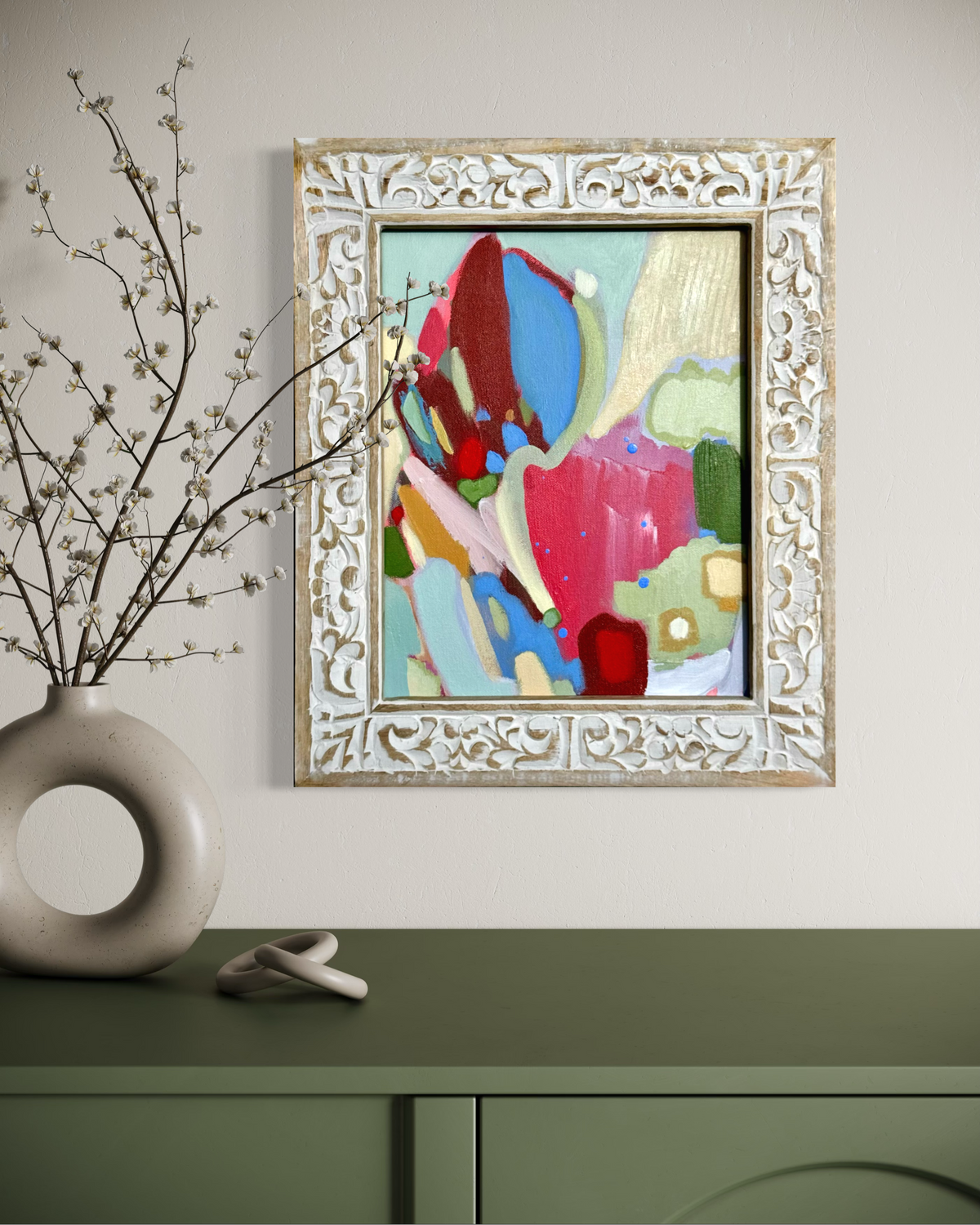 Cherries Jubilee 1 in Carved Wooden Frame