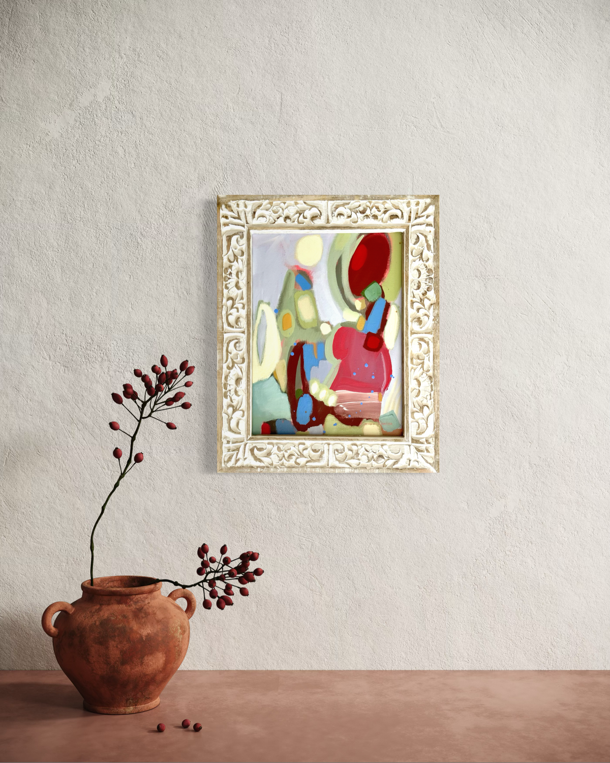 Cherries Jubilee 2 in Carved Wooden Frame